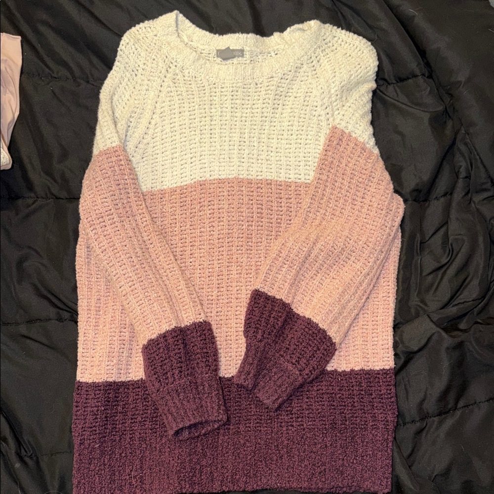 Falls Creek Women's Colorblock Sweater - Cream, Pink, and Purple